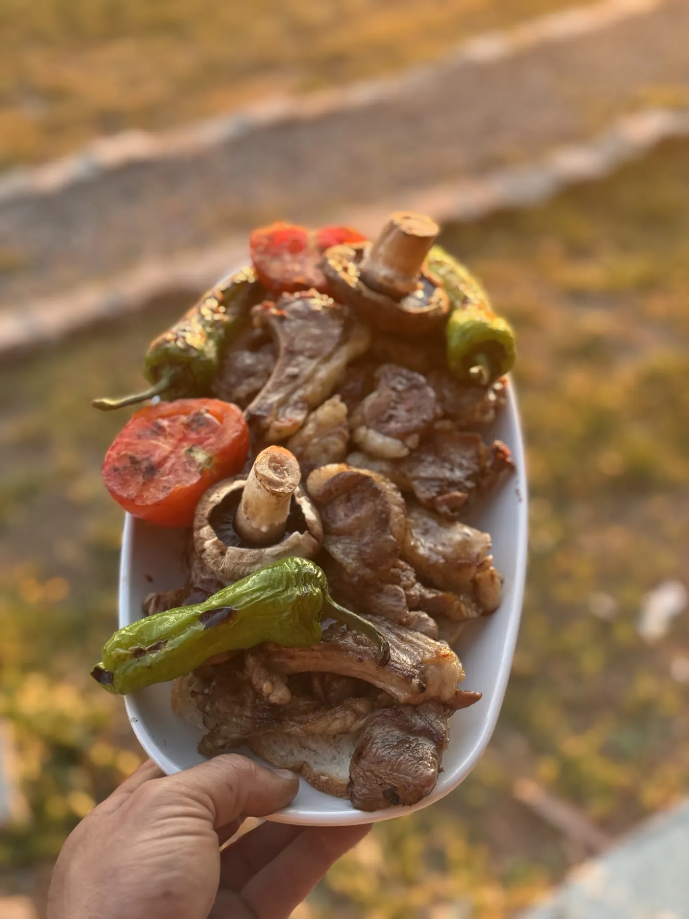 Biberli ve domatesli nefis ciğer şiş tabağı